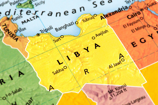 Map of Libya. A detail from the World Map.