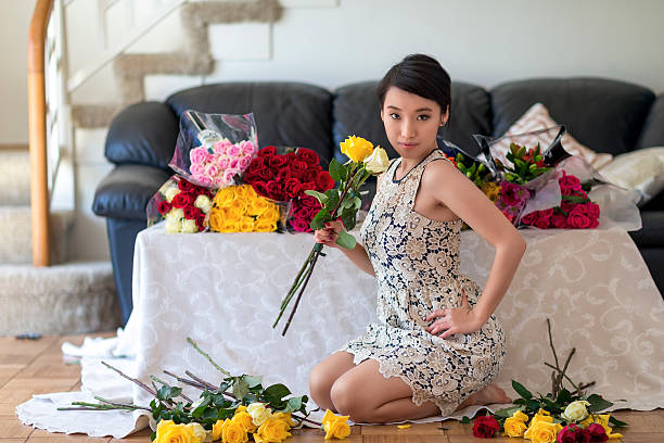istock Asian girl and rose 535848713
