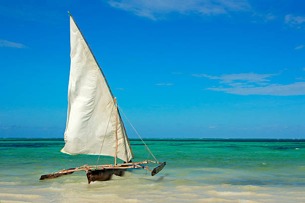 istock Wooden sailboat on water 535848963