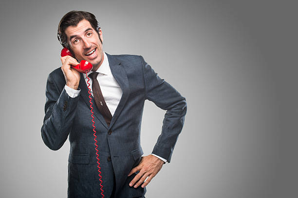 istock Nerdy Office Worker With Vintage Telephone 535849861
