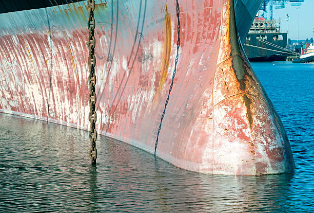 istock Bow of unloaded ship at berth in Tacoma WA 535850455