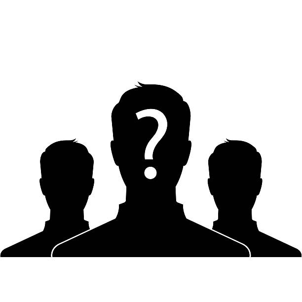 istock Male silhouette portrait icon with question mark sign 535851101