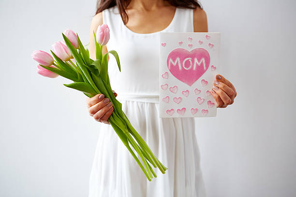 ich bin glücklich mutter - mothers day mother single flower family stock-fotos und bilder