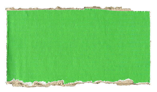 istock Cut or torn green cardboard paper background isolated 535852015