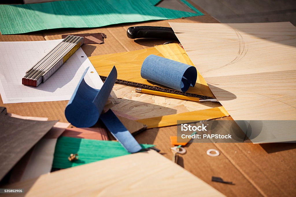 Working table mess Desk Stock Photo