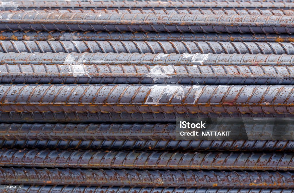 Steel bars close-up background. Reinforcing bar background. 2015 Stock Photo