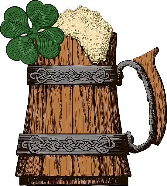 Vector illustration of Irish beer mug color