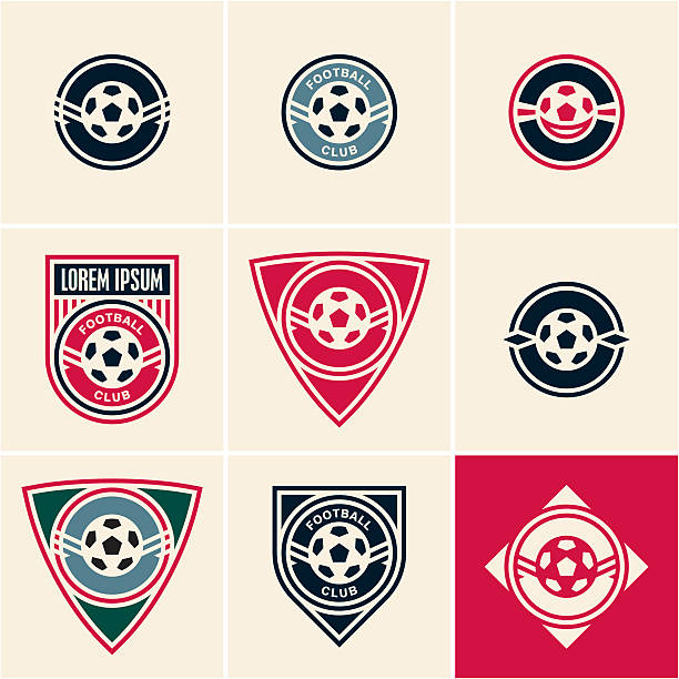 soccer football club logo emblem Soccer football club logo emblem. Set of soccer football crests and labels. club football stock illustrations