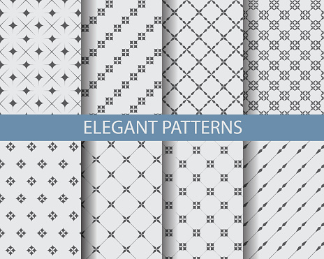 8 different classic black and white patterns. Endless texture can be used for wallpaper, pattern fills, web page background,surface textures.