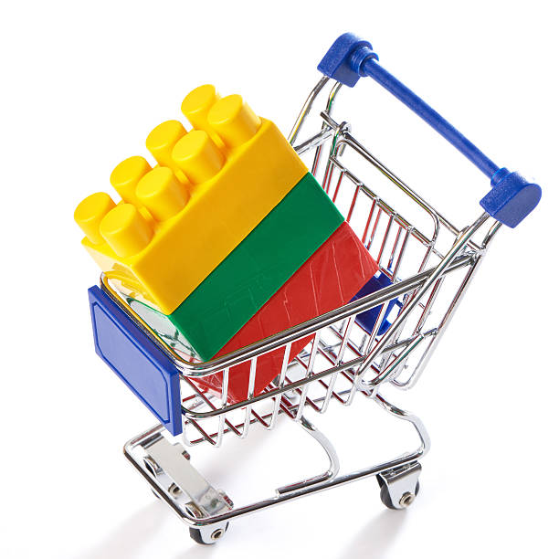 Front view of a shopping cart, isolated on white background.