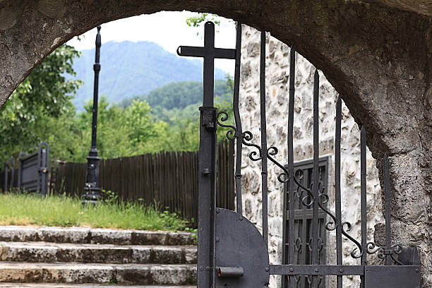 istock monastery gate, a narrow door the lattice 535854903