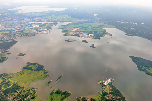 The view from the aircraft to Norrkoping in  Sweden.North Europe Nikon D3x