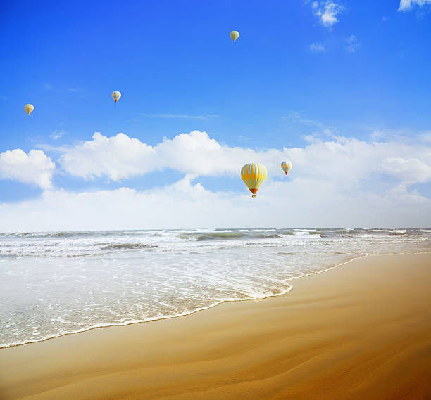 istock Air balloons over the sea 535868699