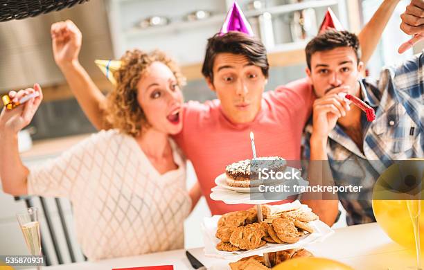 Have Fun At Party For The Birthday Guy Stock Photo - Download Image Now - 20-29 Years, 2015, Adult