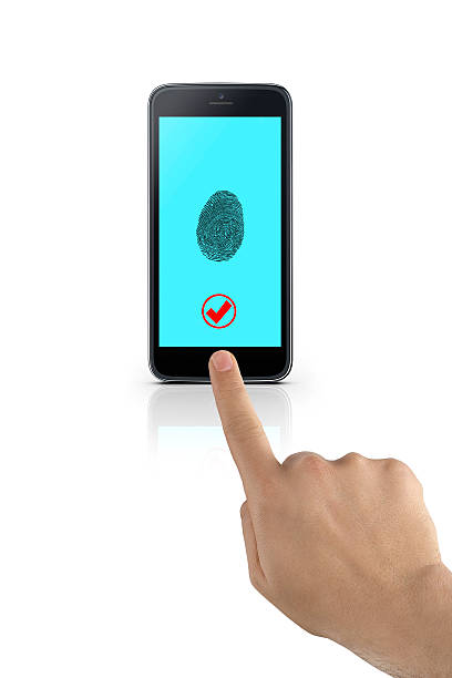 sécurité mobile - touchpad fingerprint touching human finger photos et images de collection