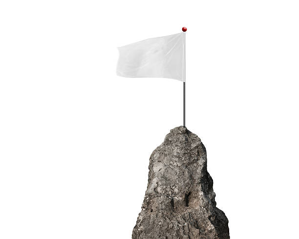 istock Bank flag with the mountain peak isolated on white 535874775