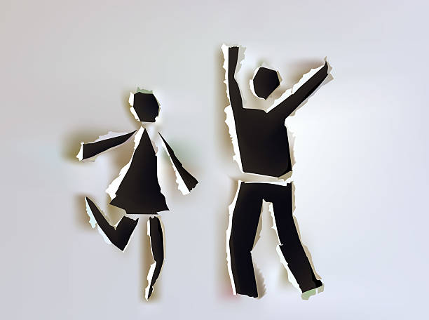 istock Happy couple in love, Ripped paper collection 535875001