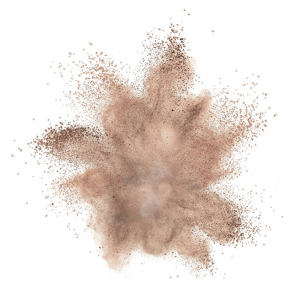 powder foundation explosion isolated on white stock photo