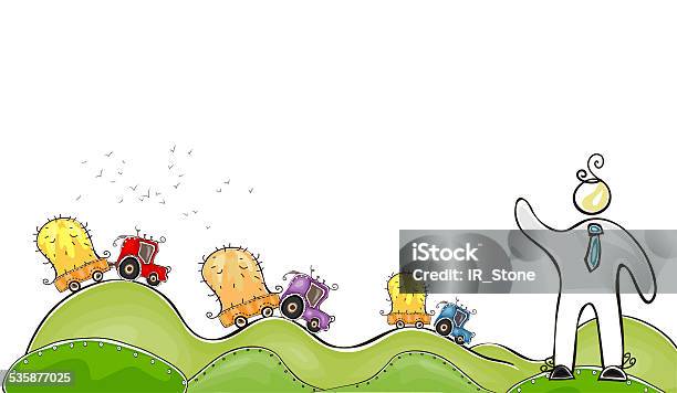 Organic Farm Background Happy World Collection Stock Illustration - Download Image Now - 2015, Agricultural Field, Agricultural Machinery