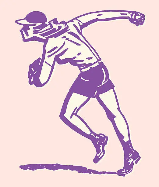 Vector illustration of Softball Pitcher About to Throw