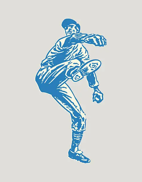 Vector illustration of Baseball Pitcher About to Throw