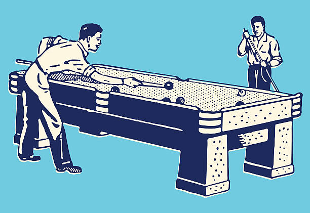 illustrazioni stock, clip art, cartoni animati e icone di tendenza di biliardo - pool game pool table aiming men