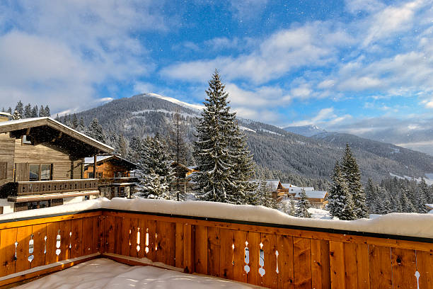 istock Winter ski resort balcony view 535888837