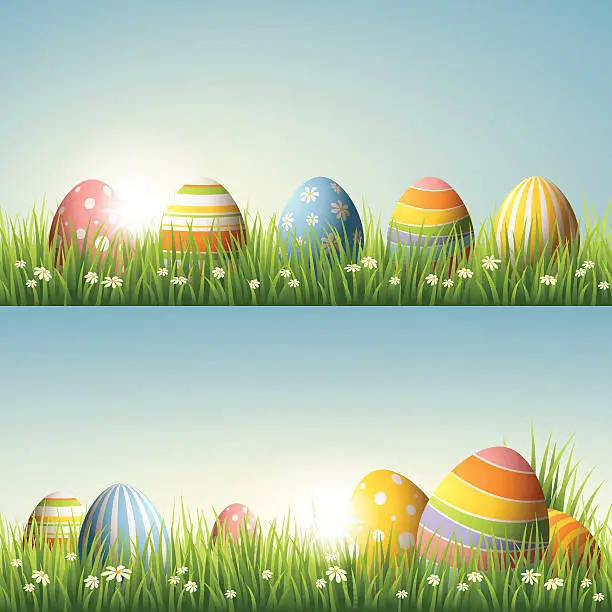 Vector illustration of Easter Egg - banner set