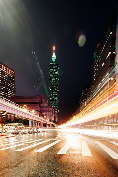 istock Light streaks, Taipei 101, Taiwan 535889467