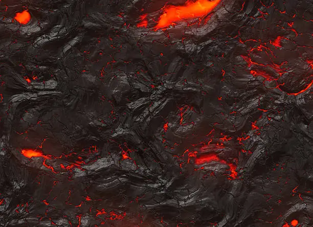 Photo of solidified hot lava texture of eruption volcano