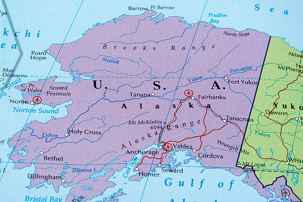 Alaska Map of Alaska, USA. A detail from the World Map. alaska us state photos stock pictures, royalty-free photos & images