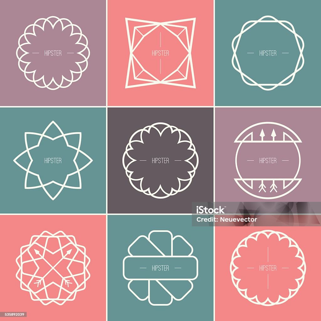 Emblem Vector Outline Set Of Outline Emblems And Badges Stock Illustration - Download Image ...