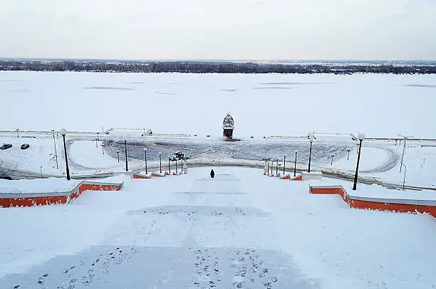 Photo of Frozen Volga River at Nizhny Novgorod in winter