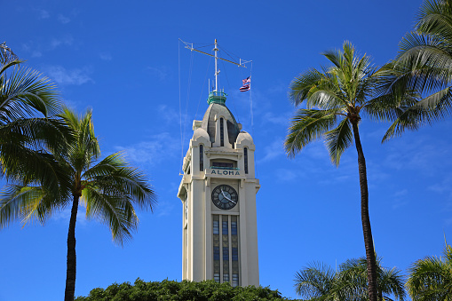 View at Aloha Tower in downtown Honolulu, Hawaii