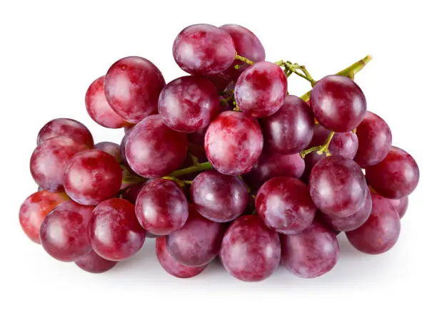 Photo of Ripe red grape isolated on white background. With clipping path