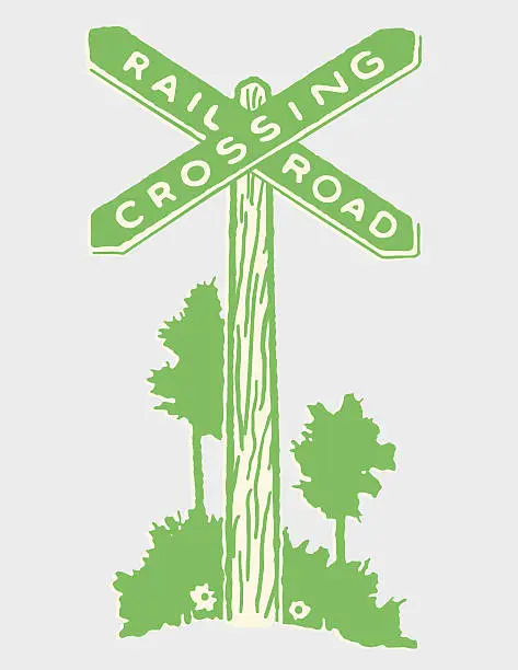 Vector illustration of Railroad Crossing Sign