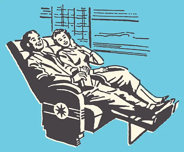 Vector illustration of Couple on Reclined Seat