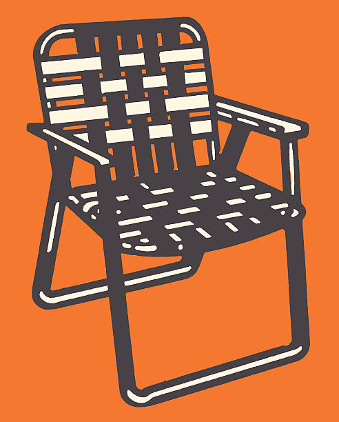 illustrazioni stock, clip art, cartoni animati e icone di tendenza di tessuto sedia da giardino - outdoor chair