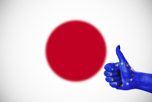 Concept photo - positive attitude of the European Union for Japan