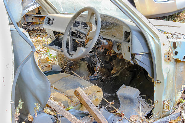 istock car wreck at a junkyard 535895801