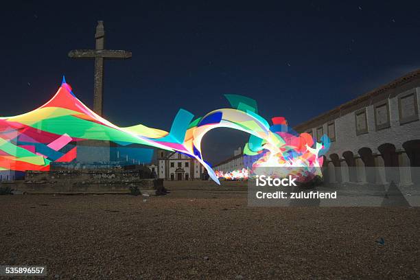 Light Painting By The Church Stock Photo - Download Image Now - 2015, Church, Color Image