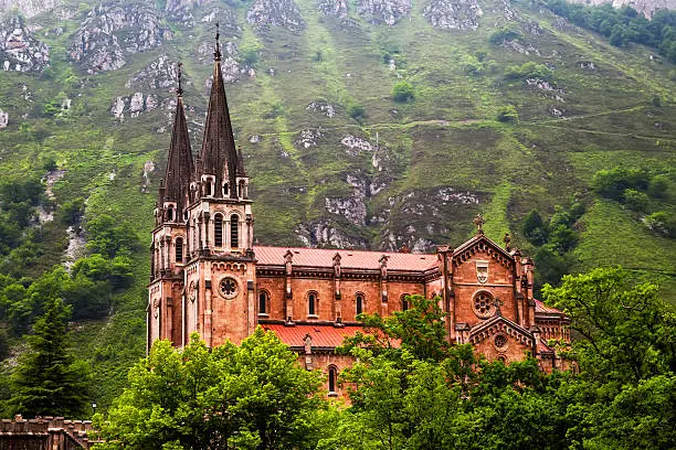 Basilica of Our Lady of Battles, Covadonga, Asturias, Spain. 