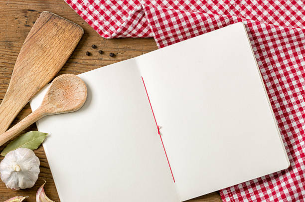 istock Book with wooden spoons on a red checkered tablecloth 535898789