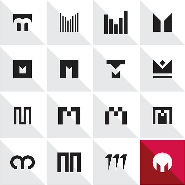 추상적임 아이콘 알파벳 m - letter m typescript sign design element stock illustrations