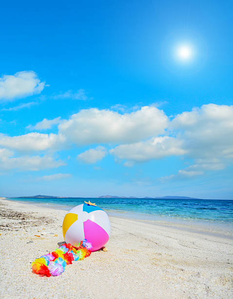 istock beach ball with hawaiian necklace 535911221