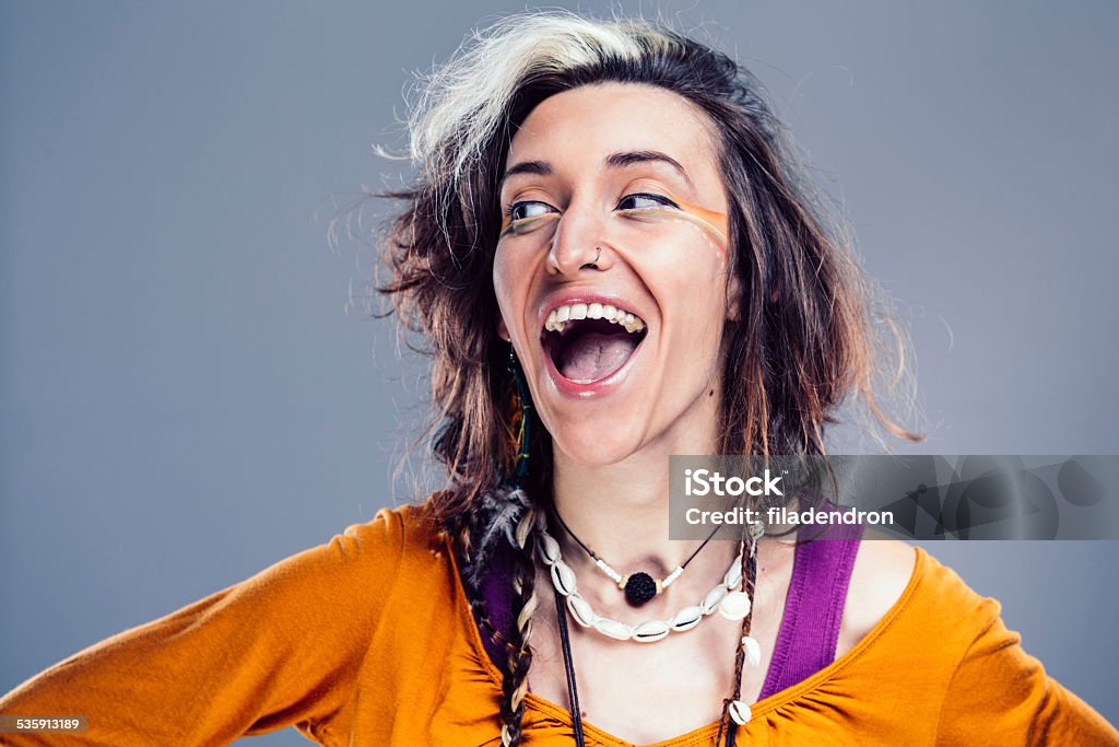 Portrait of a youn girl Portraid of a youn happy girl Hippie Stock Photo