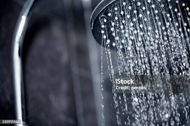 Shower Head Sprinkling Water Stock Photo - Download Image Now - Shower, Water, Faucet