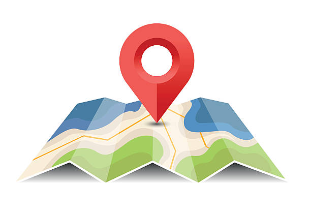 Vector map with pin pointer - Illustration Vector illustration (EPS) map pin icon illustrations stock illustrations