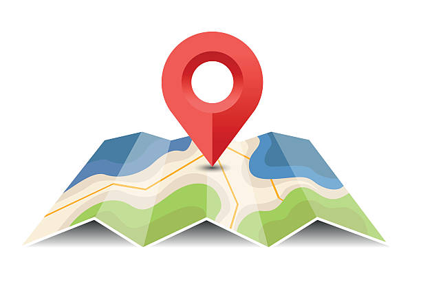 Vector map with pin pointer - Illustration Vector illustration (EPS) positioning stock illustrations