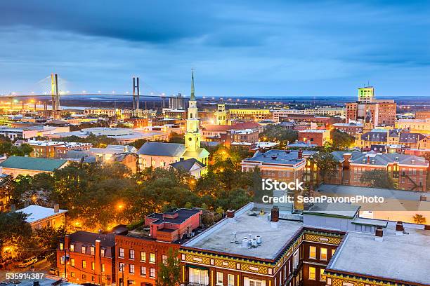 Downtown Savannah Georgia Usa Stock Photo - Download Image Now - Georgia - US State, Savannah - Georgia, Cityscape